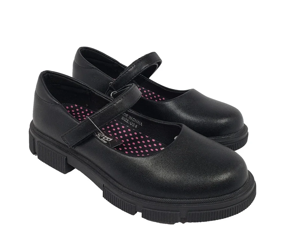 Jabasic Back To School Girls Size 4Y Black Uniform Chunky Mary Jane Shoes
